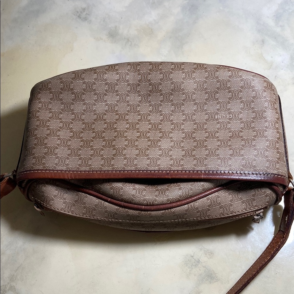 Vintage Celine Macadam coated canvas and leather Crossbody Bag 10” x 7” - Picture 9 of 16